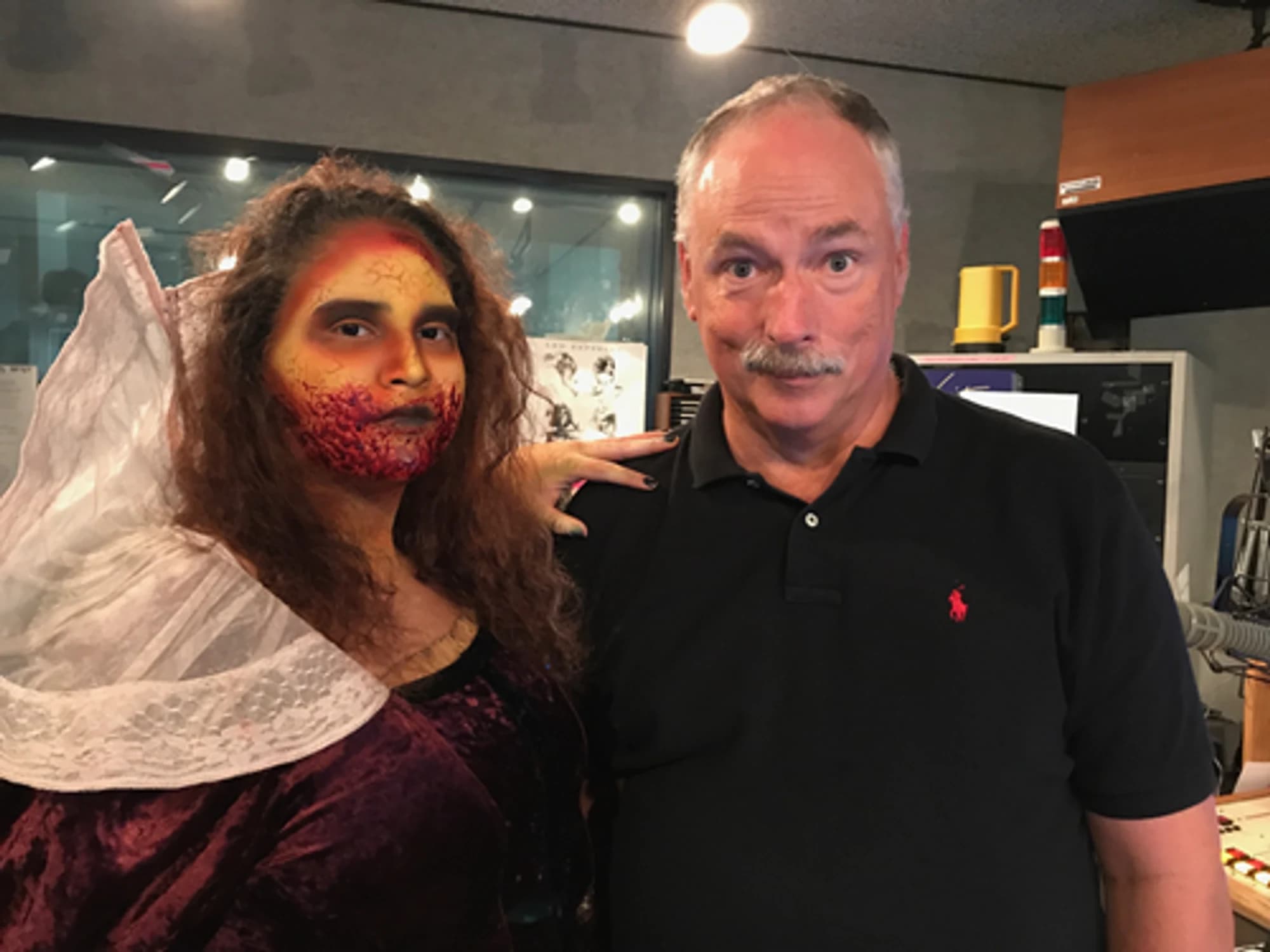 Allan Camp with a costumed visitor